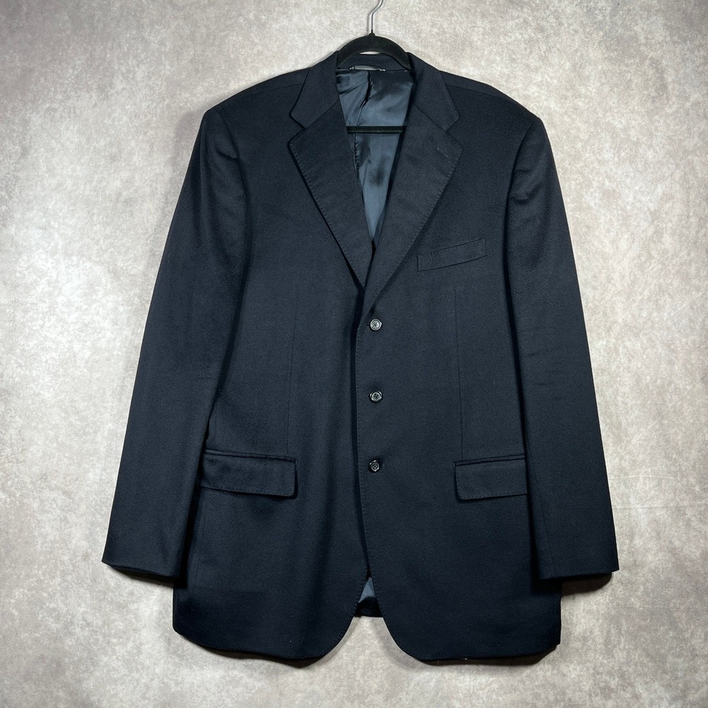 Piacenza Pure Cashmere Blazer Mens Size 58 Black Three-Button Business Office